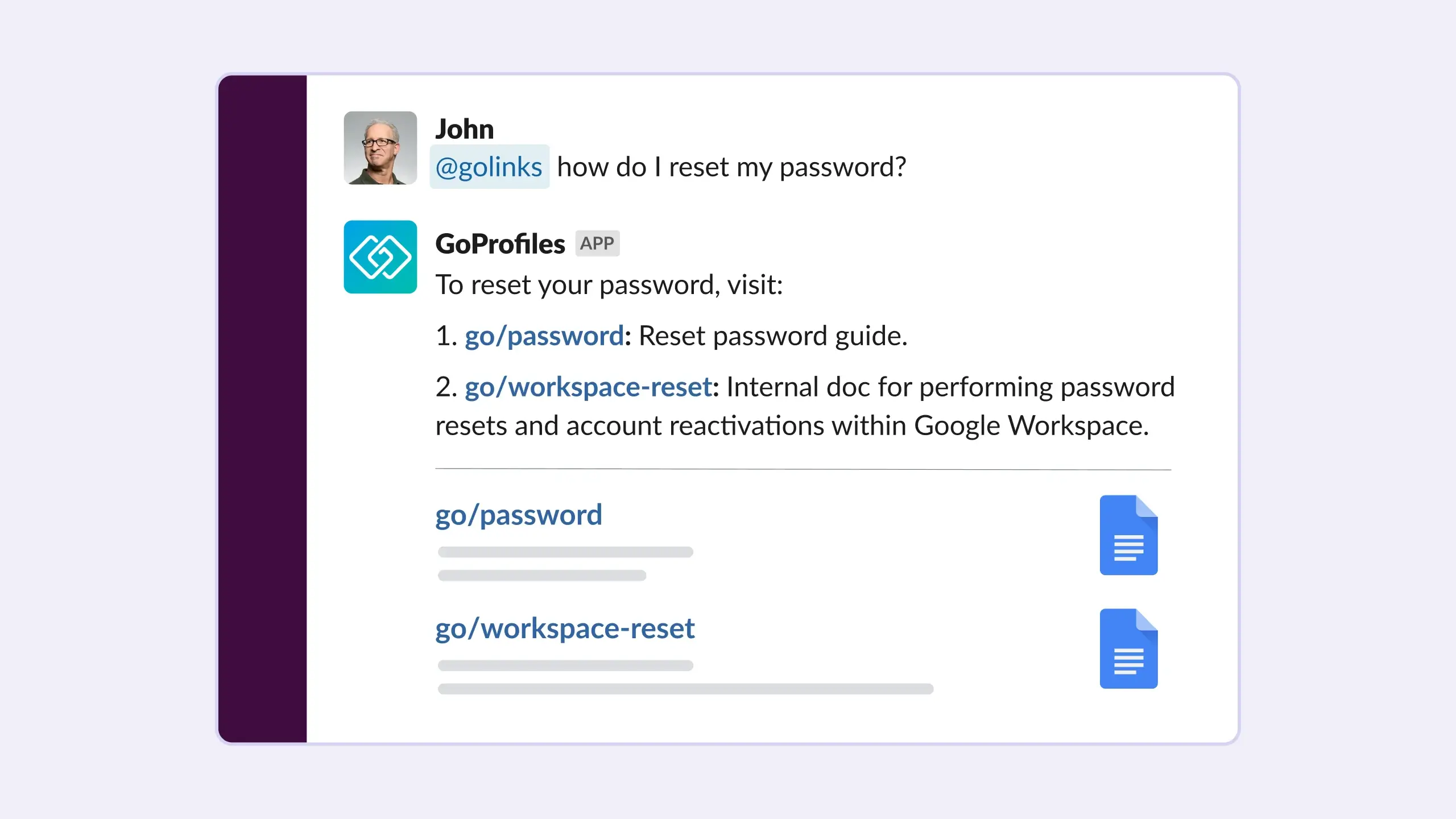 GoLinks® Video Tutorial: Access, share and search for Go Links®, using AI, in Slack.